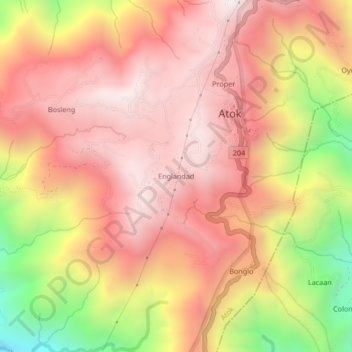 Mapa topográfico Englandad, altitude, relevo