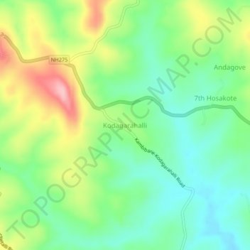 Mapa topográfico Kodagarahalli, altitude, relevo