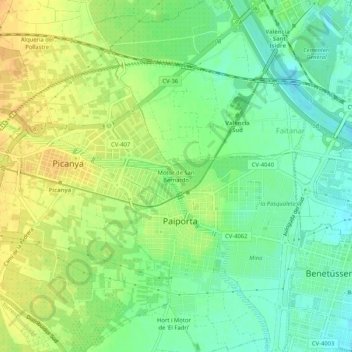 Mapa topográfico Motor de San Bernardo, altitude, relevo