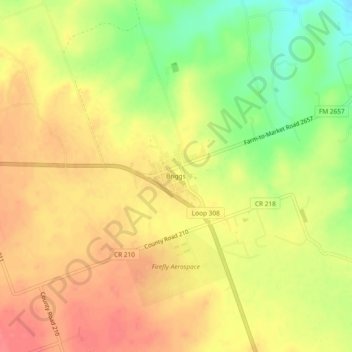 Mapa topográfico Briggs, altitude, relevo