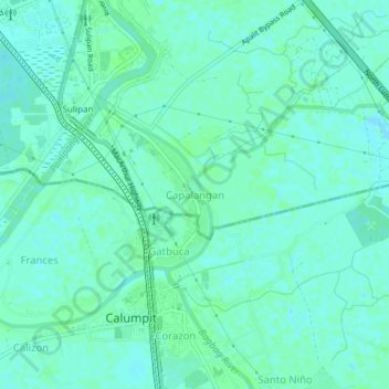 Mapa topográfico Capalangan, altitude, relevo