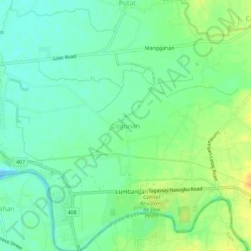Mapa topográfico Cogonan, altitude, relevo