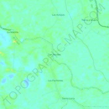 Mapa topográfico San Nicolas, altitude, relevo