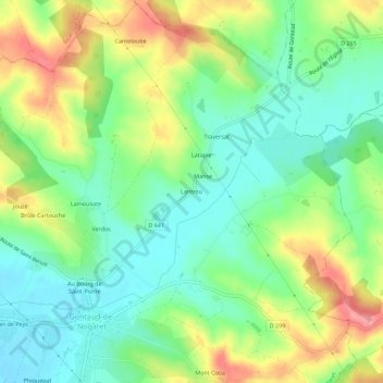 Mapa topográfico Lantrou, altitude, relevo