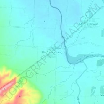 Mapa topográfico Bai Sarapinang, altitude, relevo