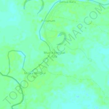 Mapa topográfico Muara Bengkal Ulu, altitude, relevo