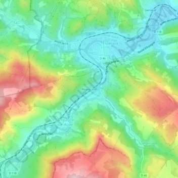 Mapa topográfico Roquecave, altitude, relevo