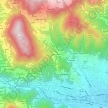 Mapa topográfico Contrà Mazzeghe, altitude, relevo