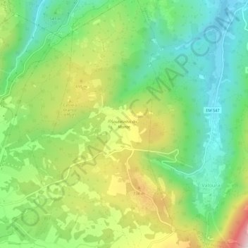 Mapa topográfico Soutelinho do Monte, altitude, relevo