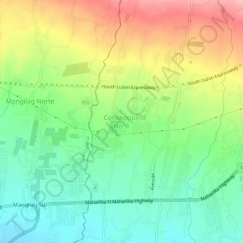 Mapa topográfico Concepcion No. 1, altitude, relevo