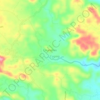 Mapa topográfico Cikatomas, altitude, relevo