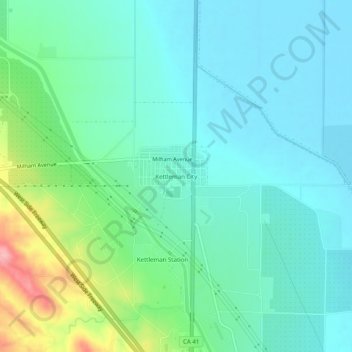 Mapa topográfico Kettleman City, altitude, relevo