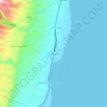 Mapa topográfico Guiwang, altitude, relevo