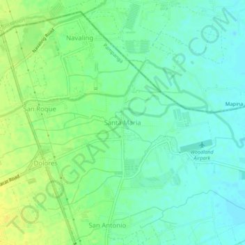 Mapa topográfico Santa Maria, altitude, relevo