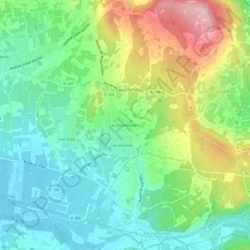 Mapa topográfico Les Bouilladoires, altitude, relevo