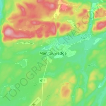 Mapa topográfico Manitouwadge, altitude, relevo