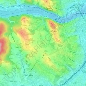 Mapa topográfico Holzheim, altitude, relevo