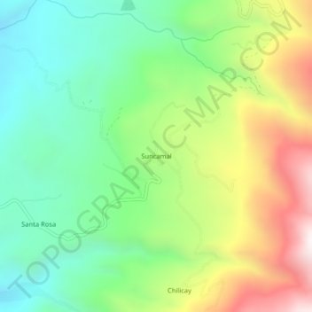Mapa topográfico Suncamal, altitude, relevo