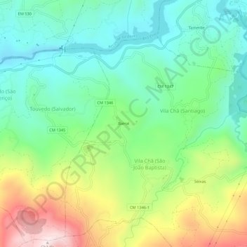 Mapa topográfico Barral, altitude, relevo