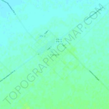 Mapa topográfico Espigas, altitude, relevo