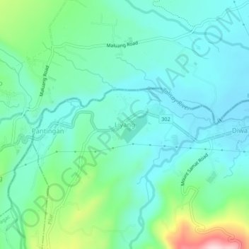 Mapa topográfico Liyang, altitude, relevo