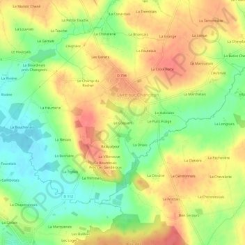 Mapa topográfico Le Coquart, altitude, relevo