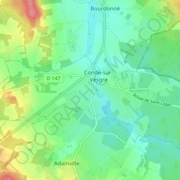 Mapa topográfico La Vallée Guérin, altitude, relevo