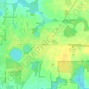 Mapa topográfico Wimauma, altitude, relevo