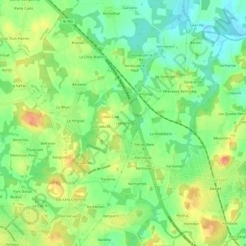 Mapa topográfico Lesvariel, altitude, relevo