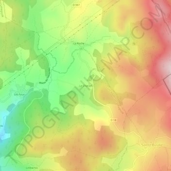 Mapa topográfico Le Charzel, altitude, relevo