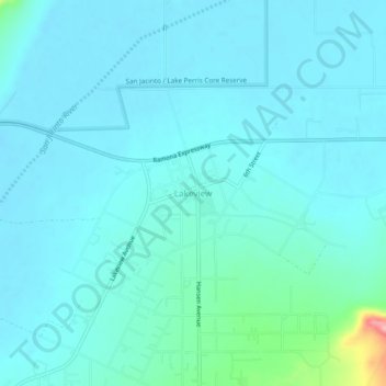 Mapa topográfico Lakeview, altitude, relevo