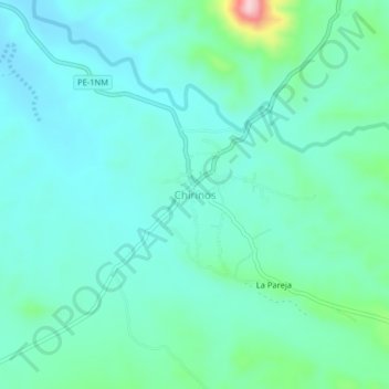 Mapa topográfico Chirinos, altitude, relevo