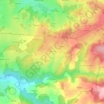 Mapa topográfico Samarue, altitude, relevo