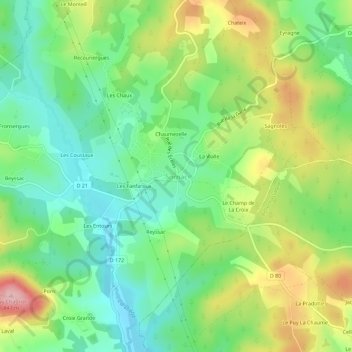 Mapa topográfico Sornac, altitude, relevo