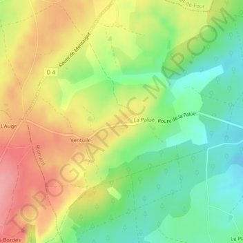 Mapa topográfico Les Bernards, altitude, relevo