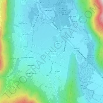 Mapa topográfico Doussard, altitude, relevo