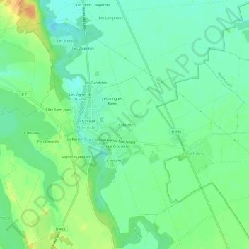 Mapa topográfico Le Nosrot, altitude, relevo