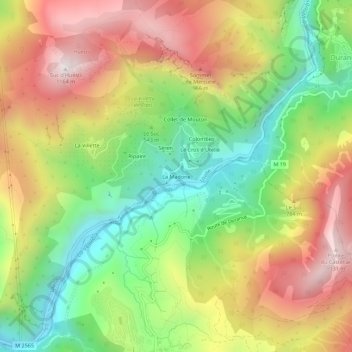 Mapa topográfico La Madone, altitude, relevo