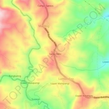 Mapa topográfico Santo Niño, altitude, relevo