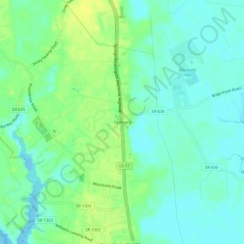 Mapa topográfico Ordinary, altitude, relevo