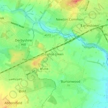Mapa topográfico Collins Green, altitude, relevo