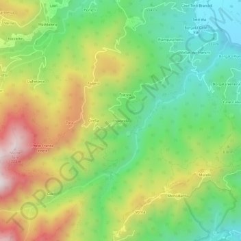 Mapa topográfico Provonda, altitude, relevo