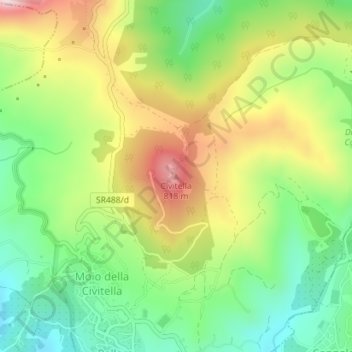 Mapa topográfico Civitella, altitude, relevo