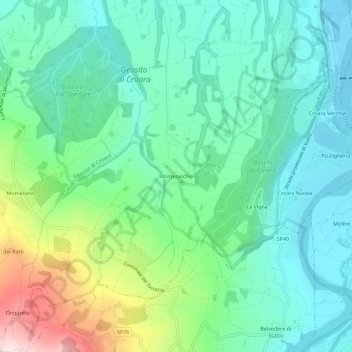 Mapa topográfico Monteraschio, altitude, relevo