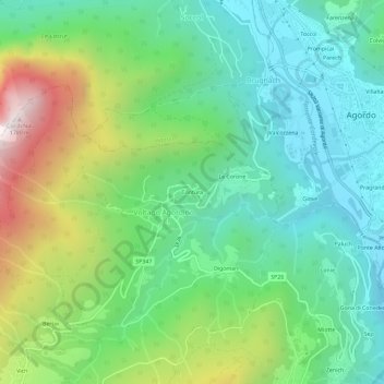 Mapa topográfico Contùra, altitude, relevo