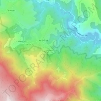 Mapa topográfico Rabeyrals, altitude, relevo