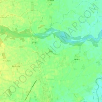 Mapa topográfico Bussi, altitude, relevo