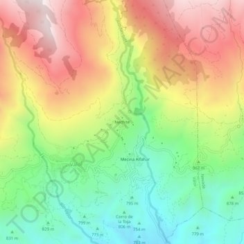 Mapa topográfico Nechite, altitude, relevo