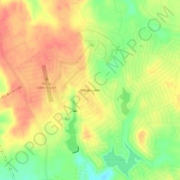 Mapa topográfico Hilltop Lakes, altitude, relevo