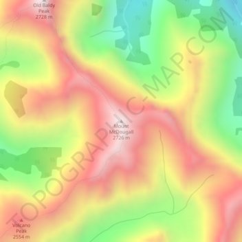 Mapa topográfico Mount McDougall, altitude, relevo